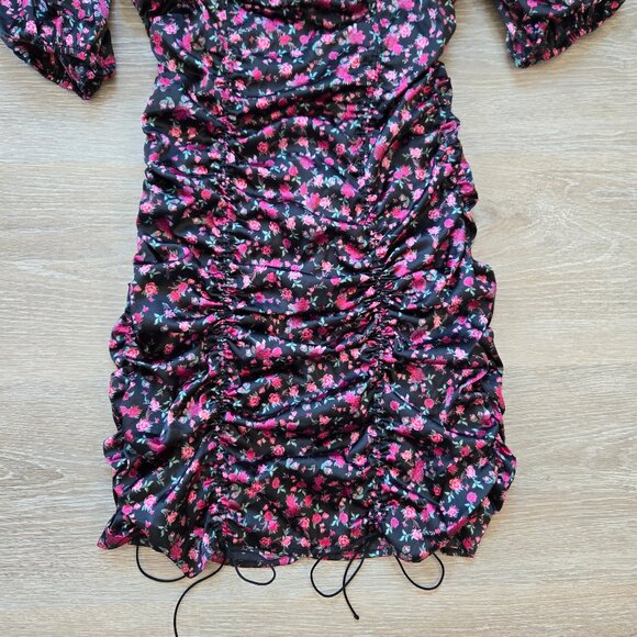 For Love & Lemons Melrose Puff Sleeve Satin Floral Bustier Mini Dress Sexy Small - Picture 11 of 17